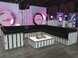 CE Lounge White-Black Branded Cushions Bottle Cooler - Food and Beverage - Trade Show - Royal Club