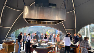 Tent with grilling hood